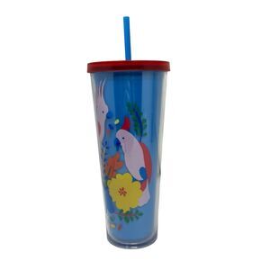 Starbucks Tumbler Cup Parrot Tropical Straw 16oz Reusable Cold Drink Summer